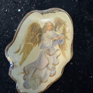 Vintage Angel Lapel Pin  with Gold and Cream Accents